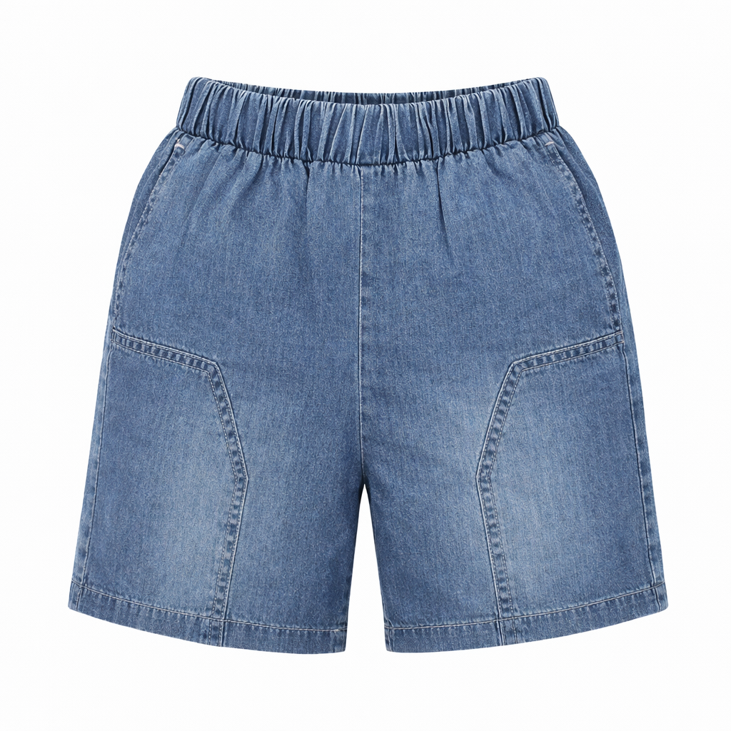 Car Print Polo Tee & Denim Shorts Set