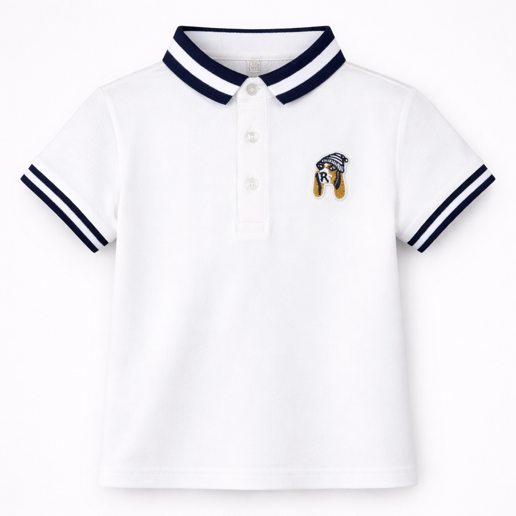 Dog motif white Polo