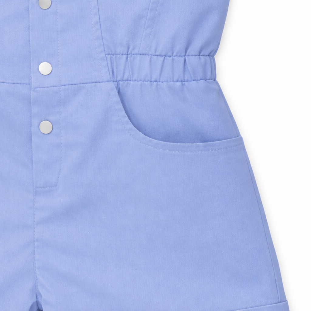 Blue Bow Utility Romper