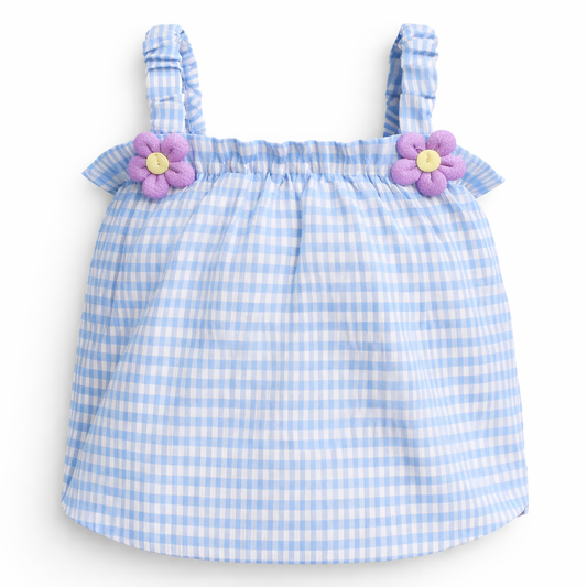 Blue Gingham Daisy Set