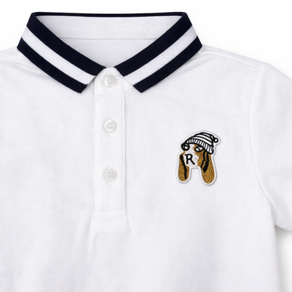 Dog motif white Polo