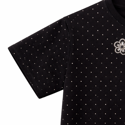 Black embellished polka Tee