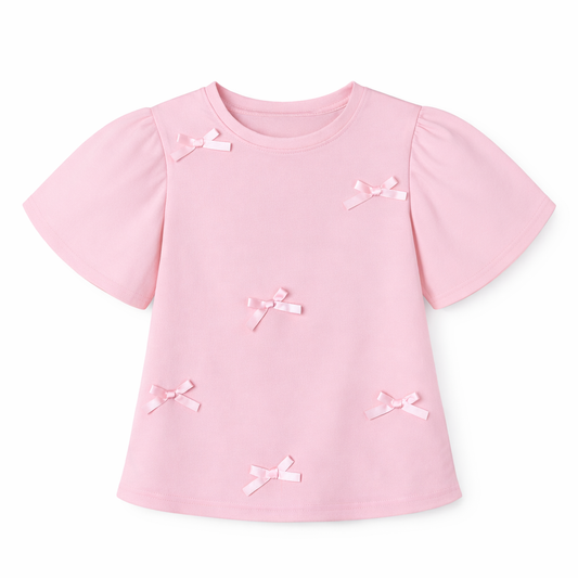 Pink Bow Flutter Tee