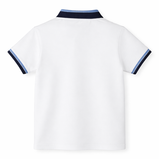 White Contrast Placket Polo Tee