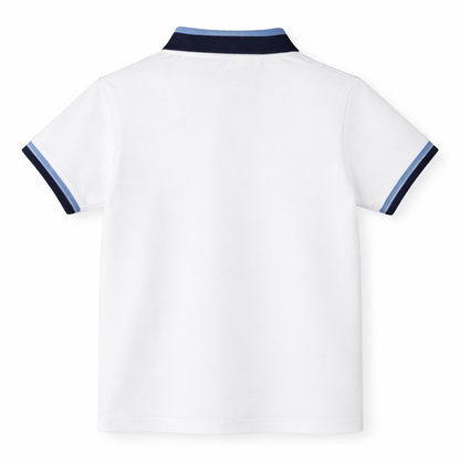 ⁠White Contrast Placket Polo Tee