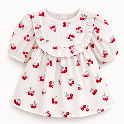 Red Cherry Print Ruffle Top