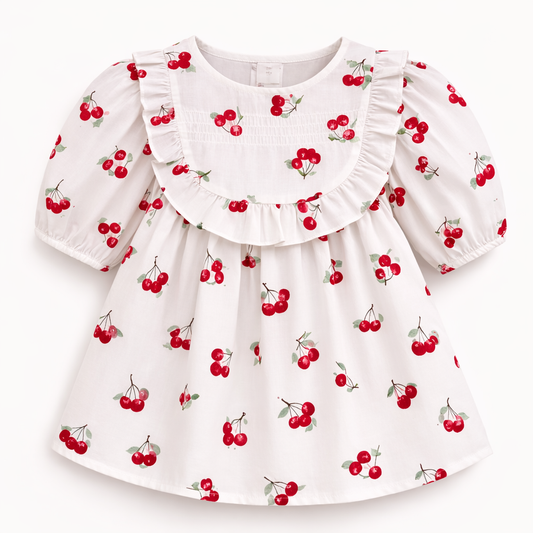Red Cherry Print Ruffle Top
