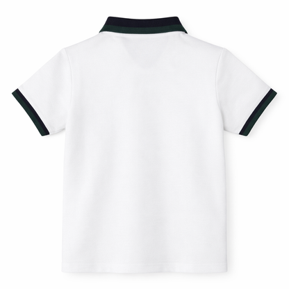 White Contrast Panel Polo Tee