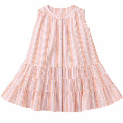 Pastel Stripe Tiered Dress