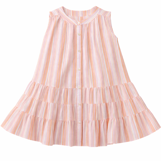 Pastel Stripe Tiered Dress