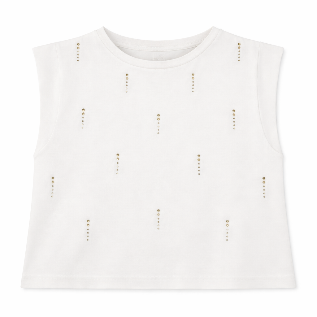 Ivory Studded Sleeveless Top