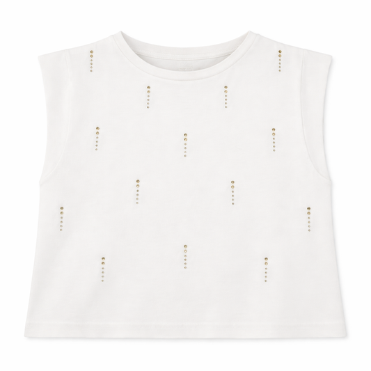 Ivory Studded Sleeveless Top