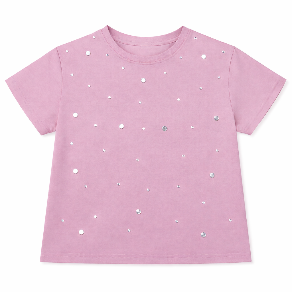 Dusty Pink Studded Detail Tee