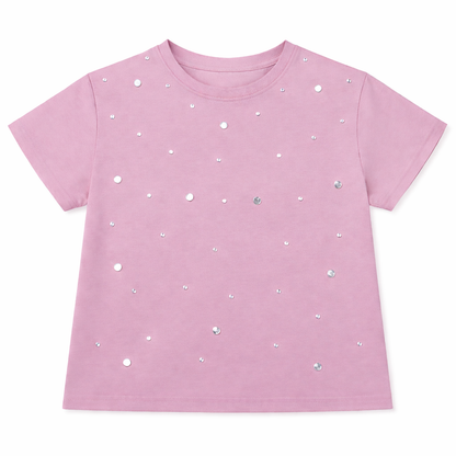 Dusty Pink Studded Detail Tee