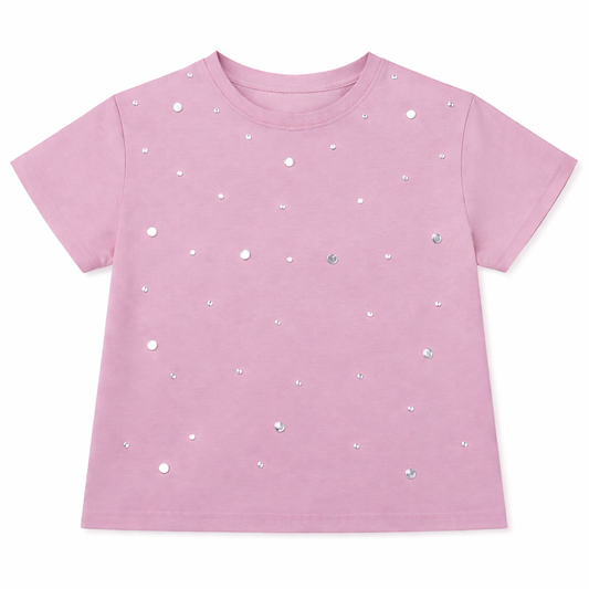 Dusty Pink Studded Detail Tee