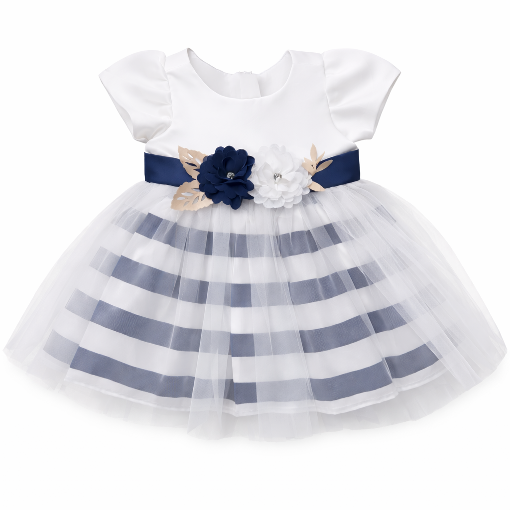 Navy Stripe Tulle Party Dress