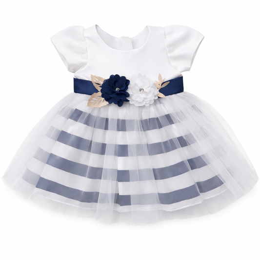 Navy Stripe Tulle Party Dress