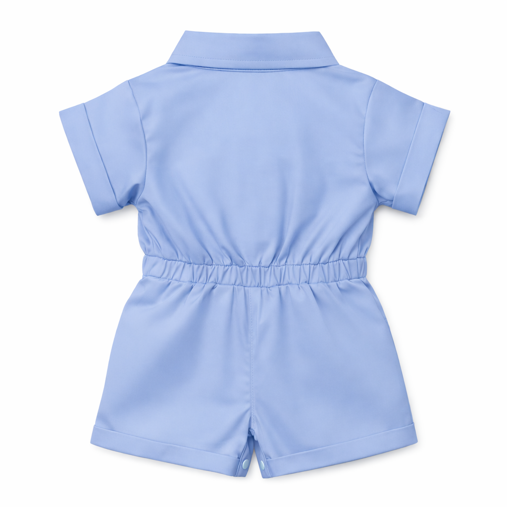 Blue Bow Utility Romper