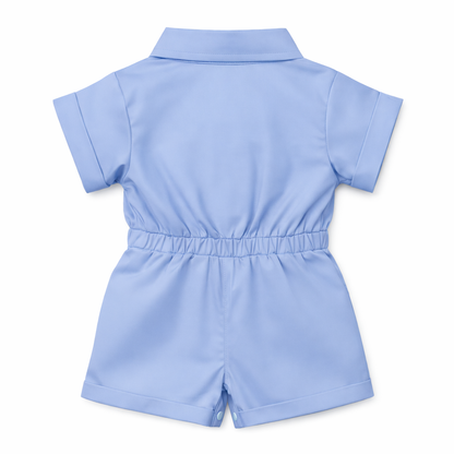 Blue Bow Utility Romper