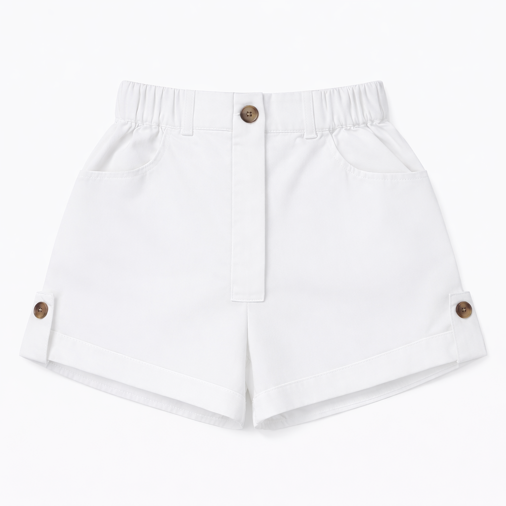 Classic White Belted Shorts
