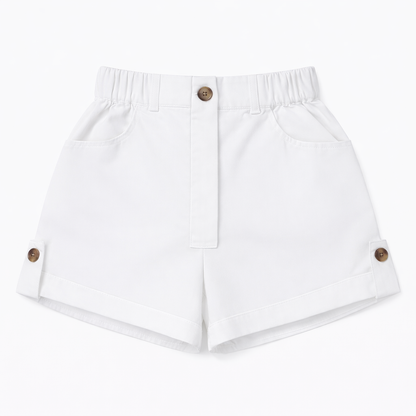 Classic White Belted Shorts