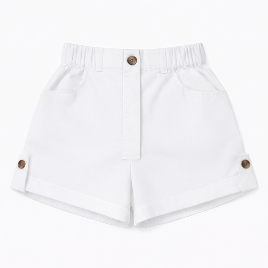 Classic White Belted Shorts