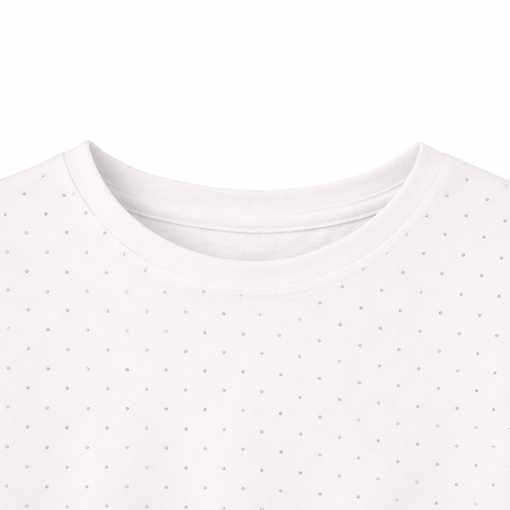white embellished Polka Floral Tee