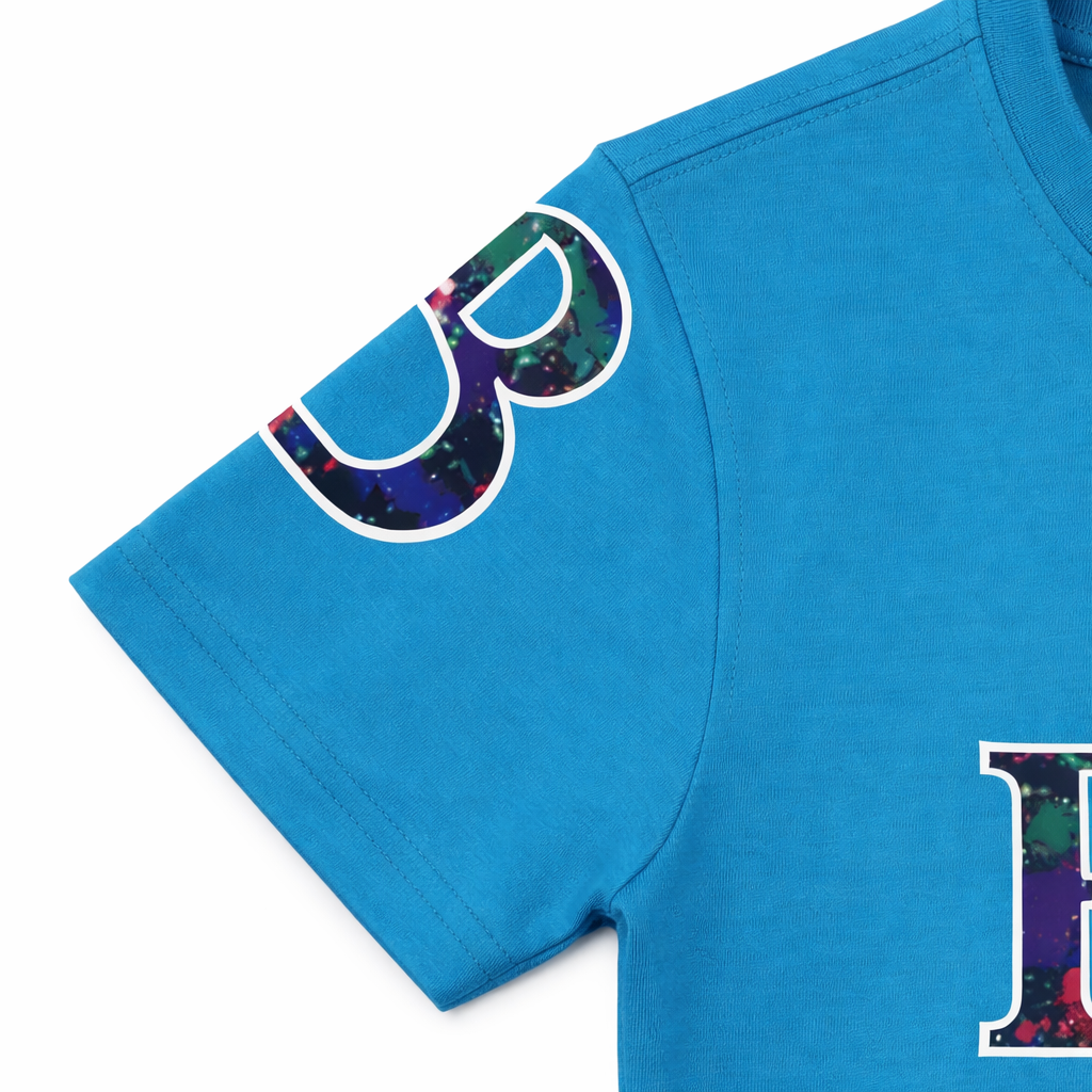 Turquoise Blue “Brave Time” Graphic T-Shirt
