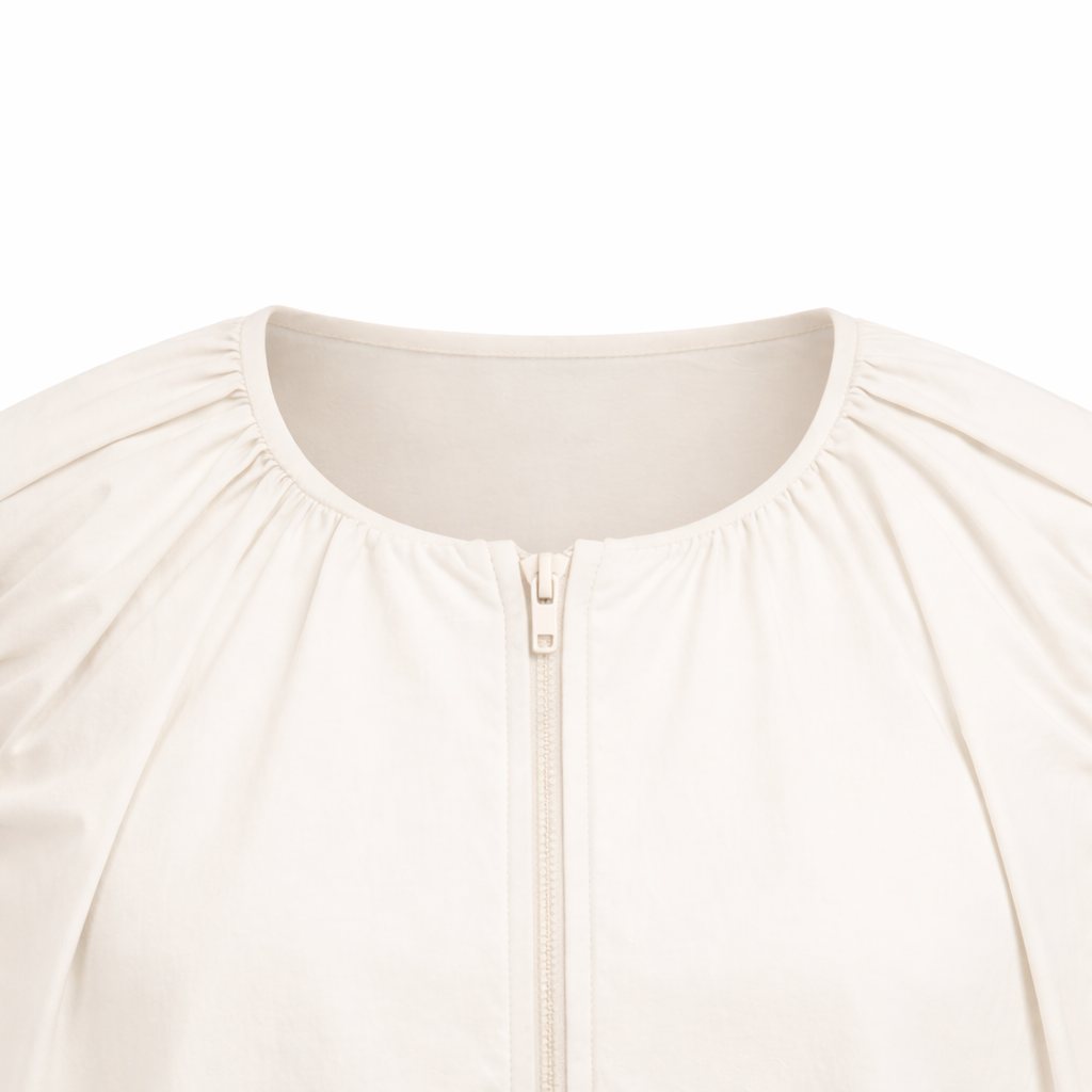 ivory zip crop top