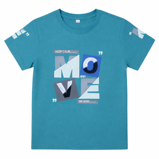 Blue “Move On” Graphic Tee