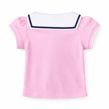 ⁠Pink Sailor Collar Skirt Set