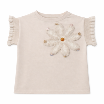 Beige Bloom Appliqué Tee