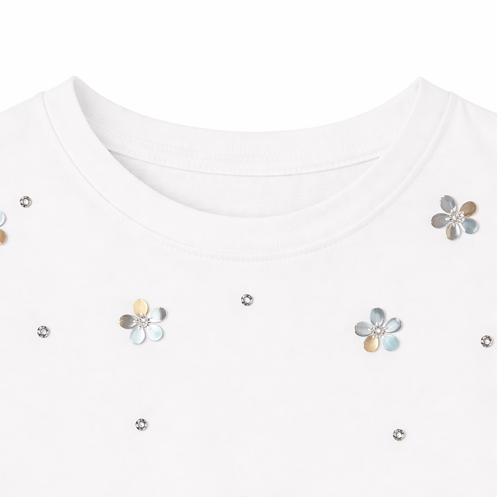 ivory Bloom Embellished Tee