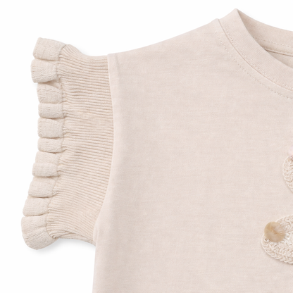 Beige Bloom Appliqué Tee