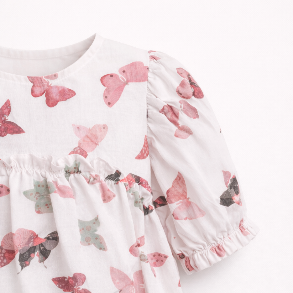 Pink Butterfly Print Top