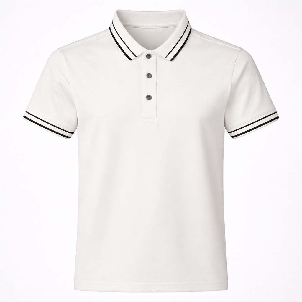 White Contrast Stripe Polo