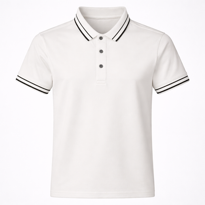 White Contrast Stripe Polo