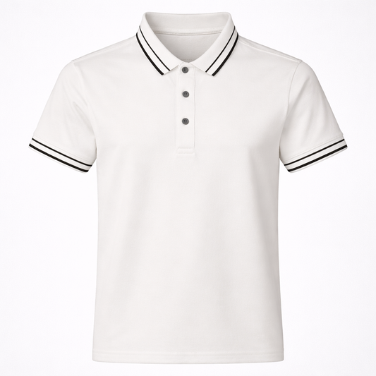 White Contrast Stripe Polo