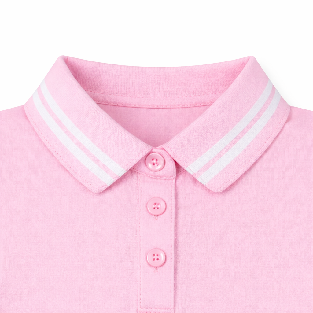 Pink Stripe Collar Polo Tee