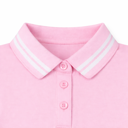 Pink Stripe Collar Polo Tee