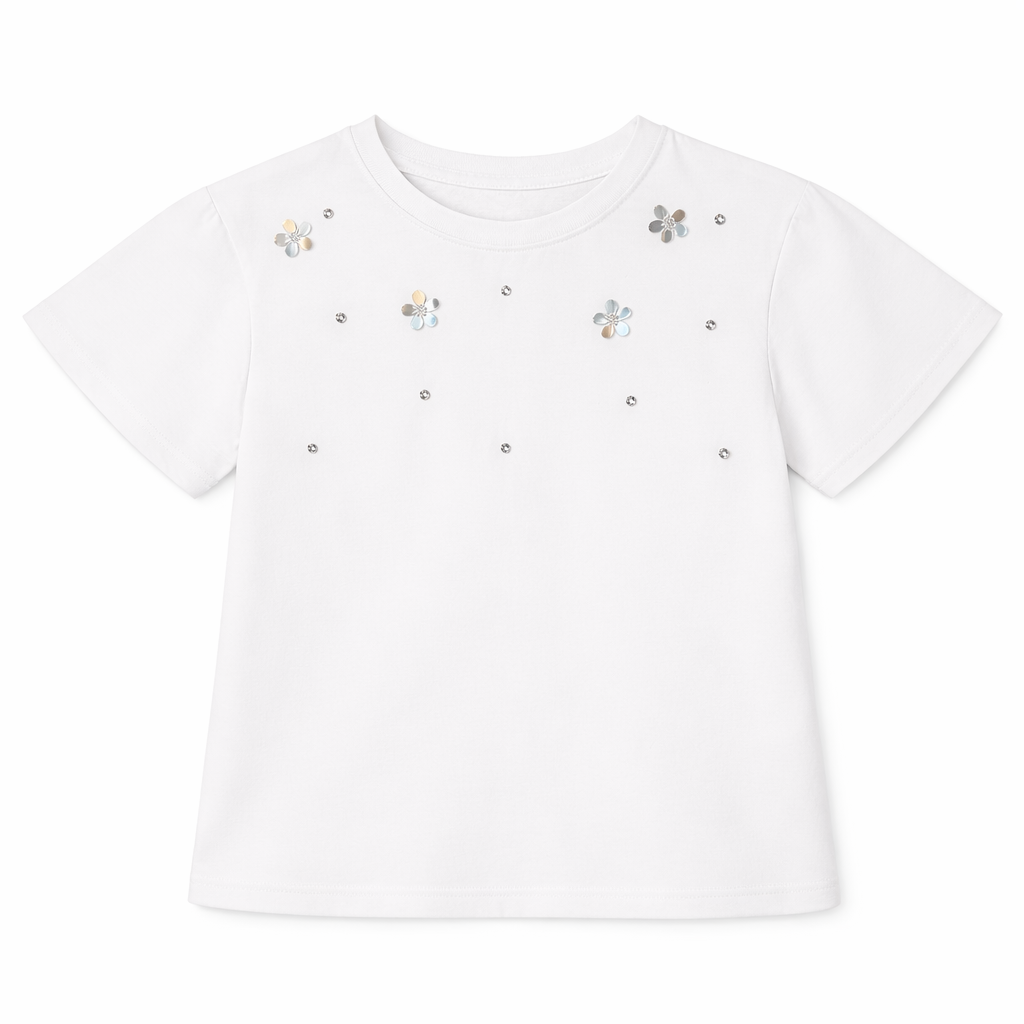 ivory Bloom Embellished Tee