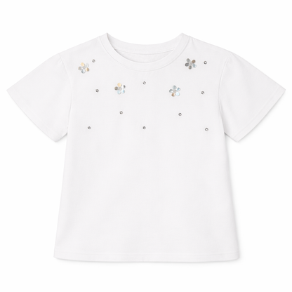 ivory Bloom Embellished Tee