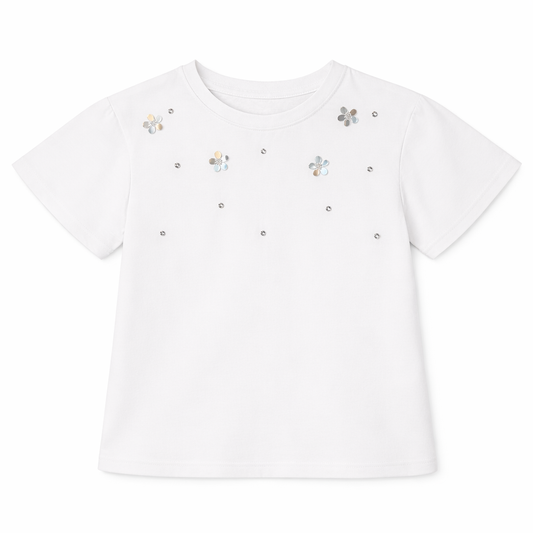 ivory Bloom Embellished Tee