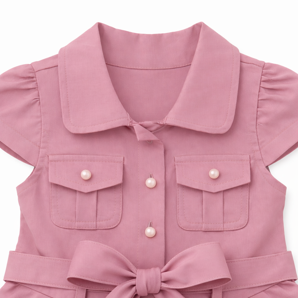 Dusty Rose Utility Bow Dress