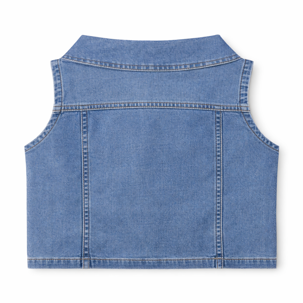 Denim Vest & Pleated Skirt Coord Set