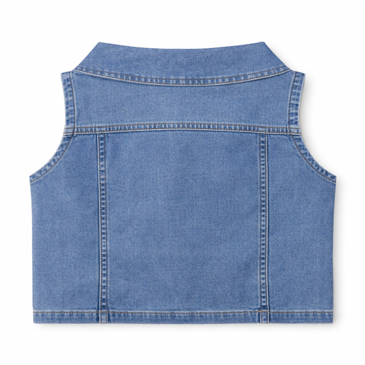 Denim Vest & Pleated Skirt Coord Set