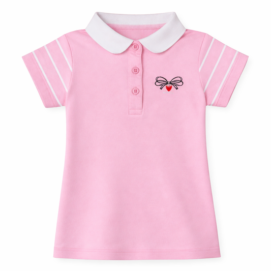 Pink Polo Pleated Skirt Set