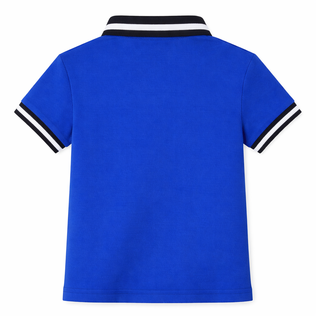 Dog motif blue polo