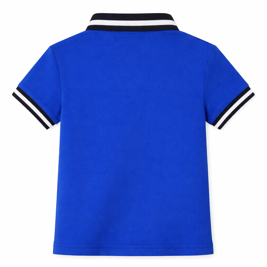Dog motif blue polo