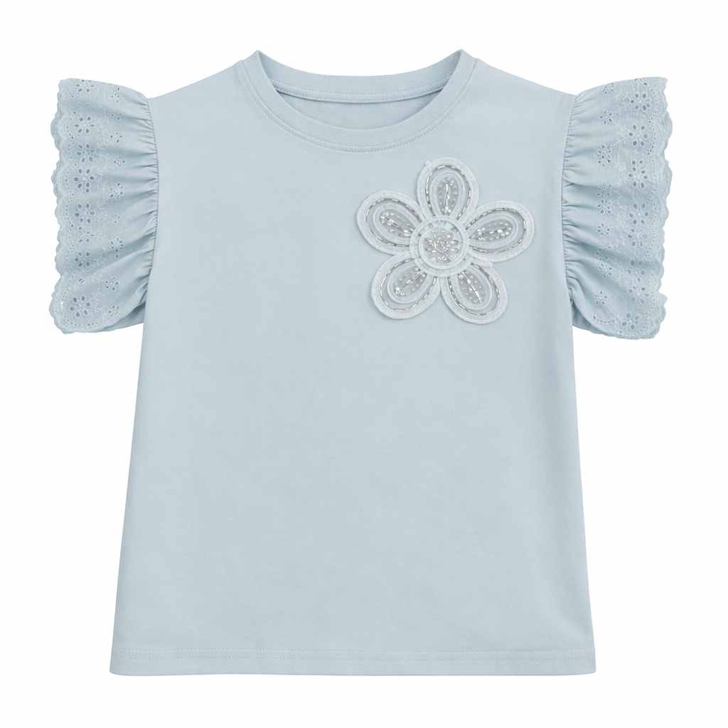 Lace Sleeve Floral Tee